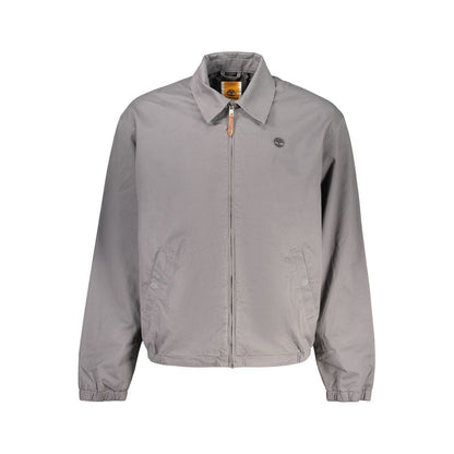 Bomber Jacket by Timberland for men in cotton gray features an on trend silhouette, showcasing refined pockets and a sophisticated for a truly on trend finish.