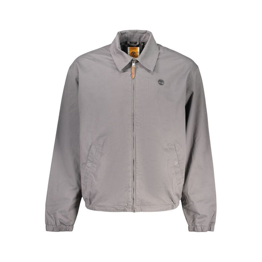Bomber Jacket by Timberland for men in cotton gray features an on trend silhouette, showcasing refined pockets and a sophisticated for a truly on trend finish.