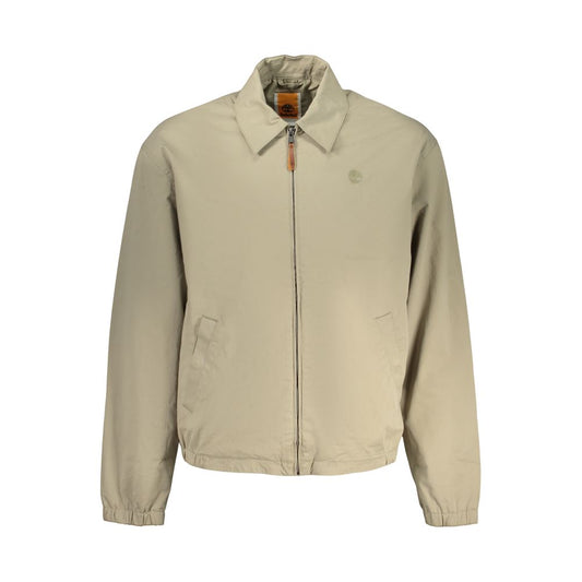 Windbreaker Jacket by Timberland for men in stretch cotton green & signature showcases a modern silhouette, integrating pockets & windproof and a modern for a sophisticated finish.
