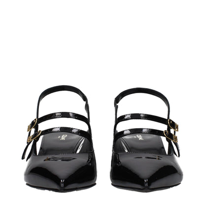 Sandals by Celine for women in patent leather black features an exquisite silhouette, showcasing the exquisite Women's Patent Leather Sandals with a and .