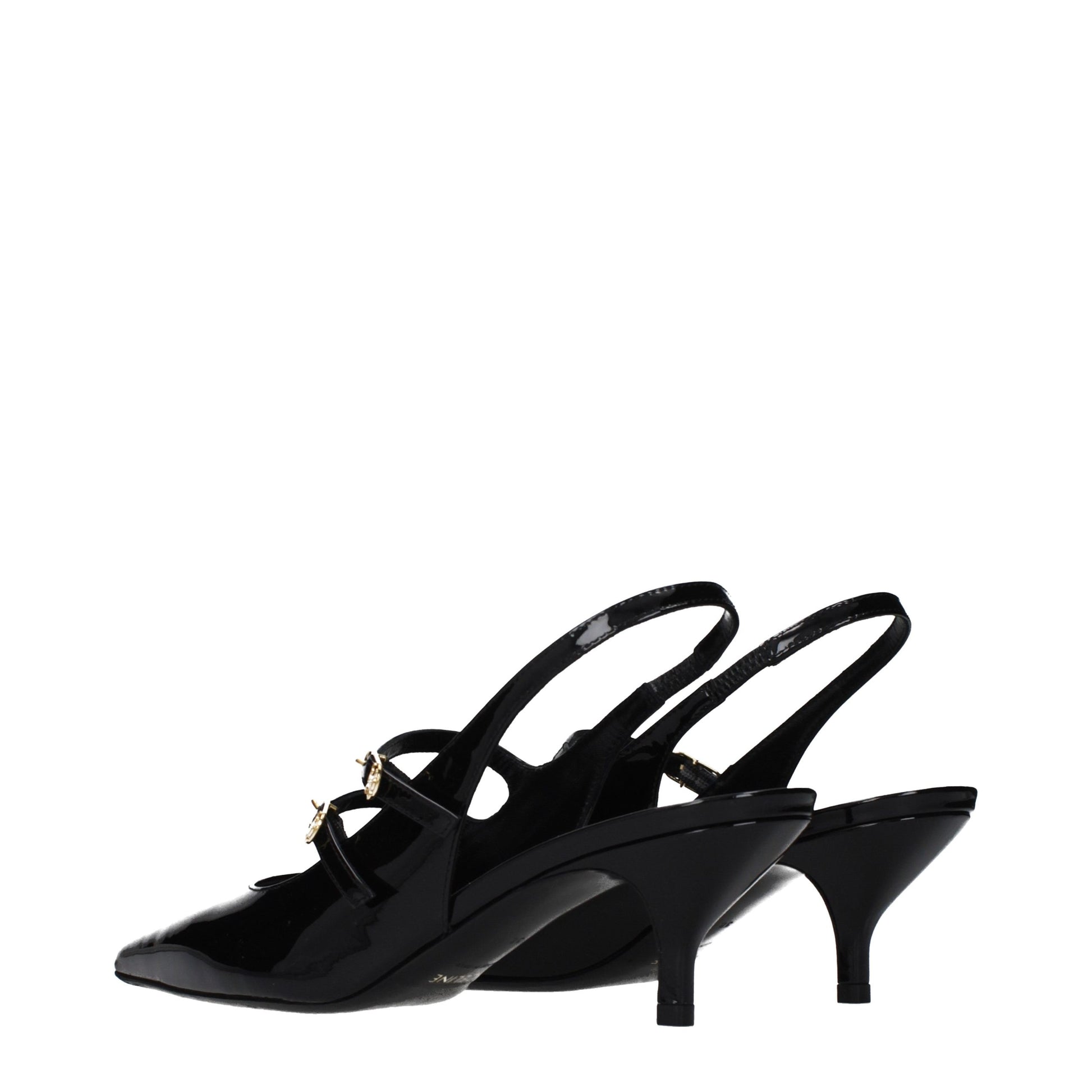 Sandals by Celine for women in patent leather black presents a sculptural silhouette, showcasing the Women's Patent Leather Sandals design with a sculptural and for a premium look.