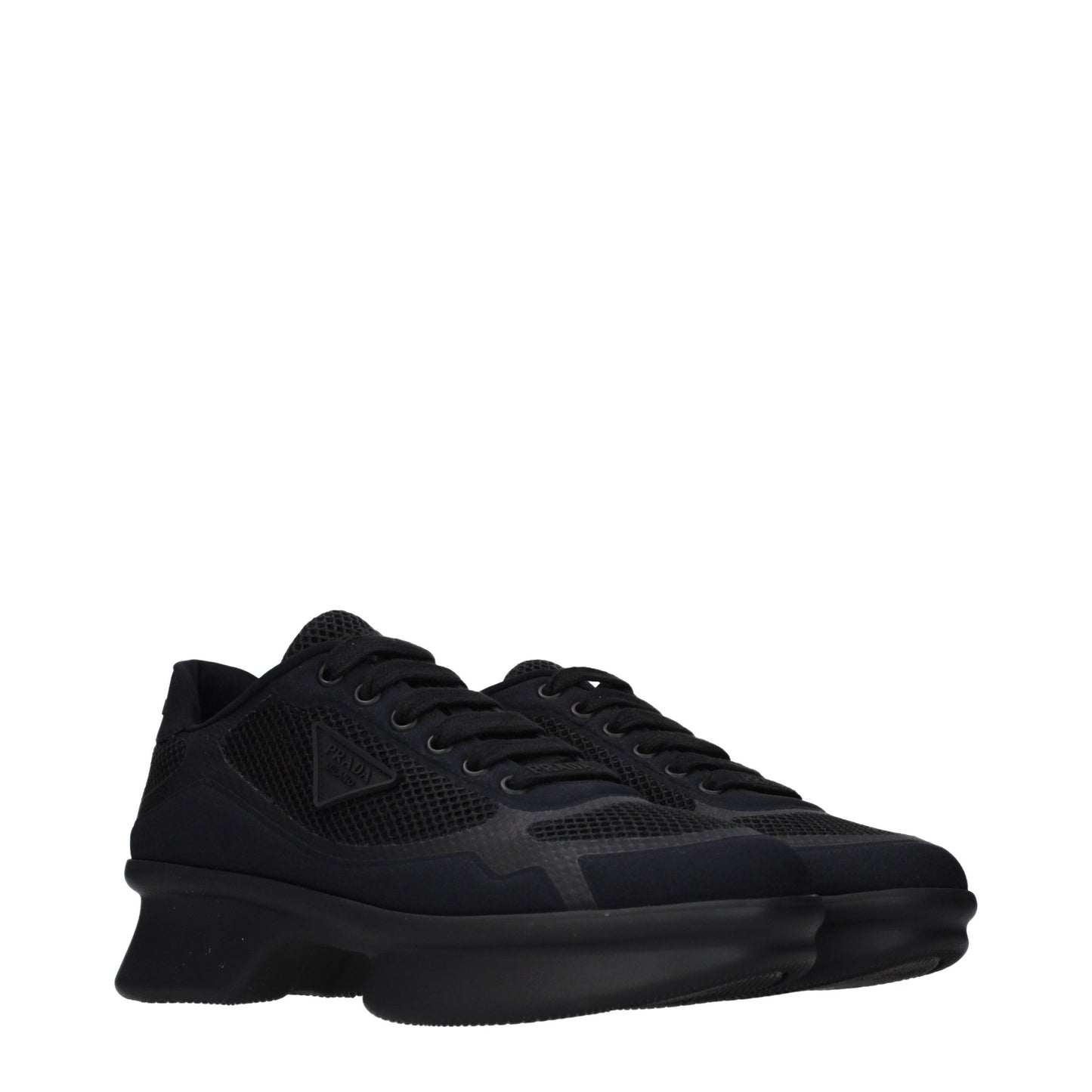 Sneakers by Prada for women in fabric black features an fashionable silhouette, showcasing the premium Women's Low Top Fabric Sneakers in a fashionable low-top style that offers a fashionable finish for refined style.