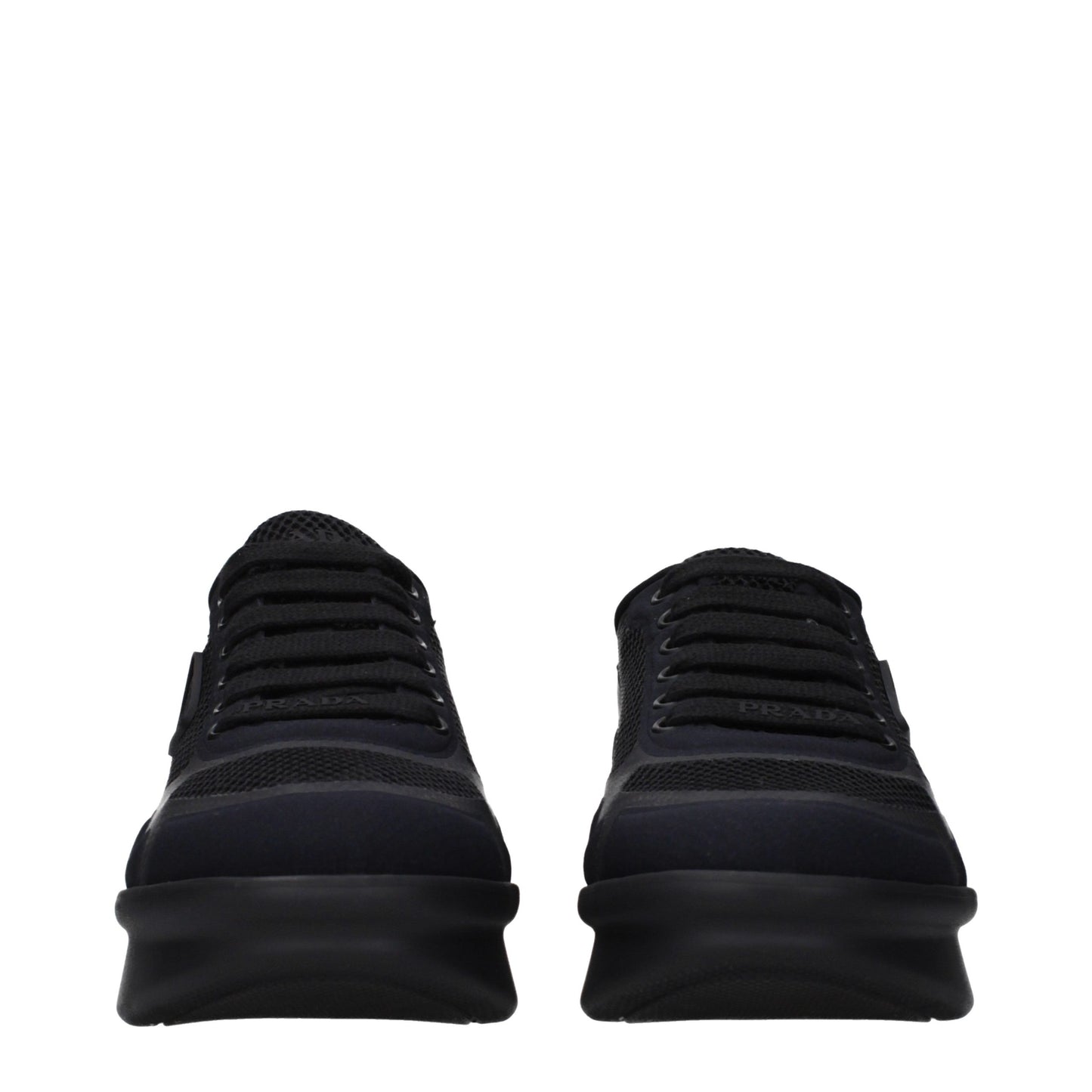 Sneakers by Prada for women in fabric black features a chic design, perfectly showcasing the chic low-top style of this Women's Low Top Fabric Sneakers.
