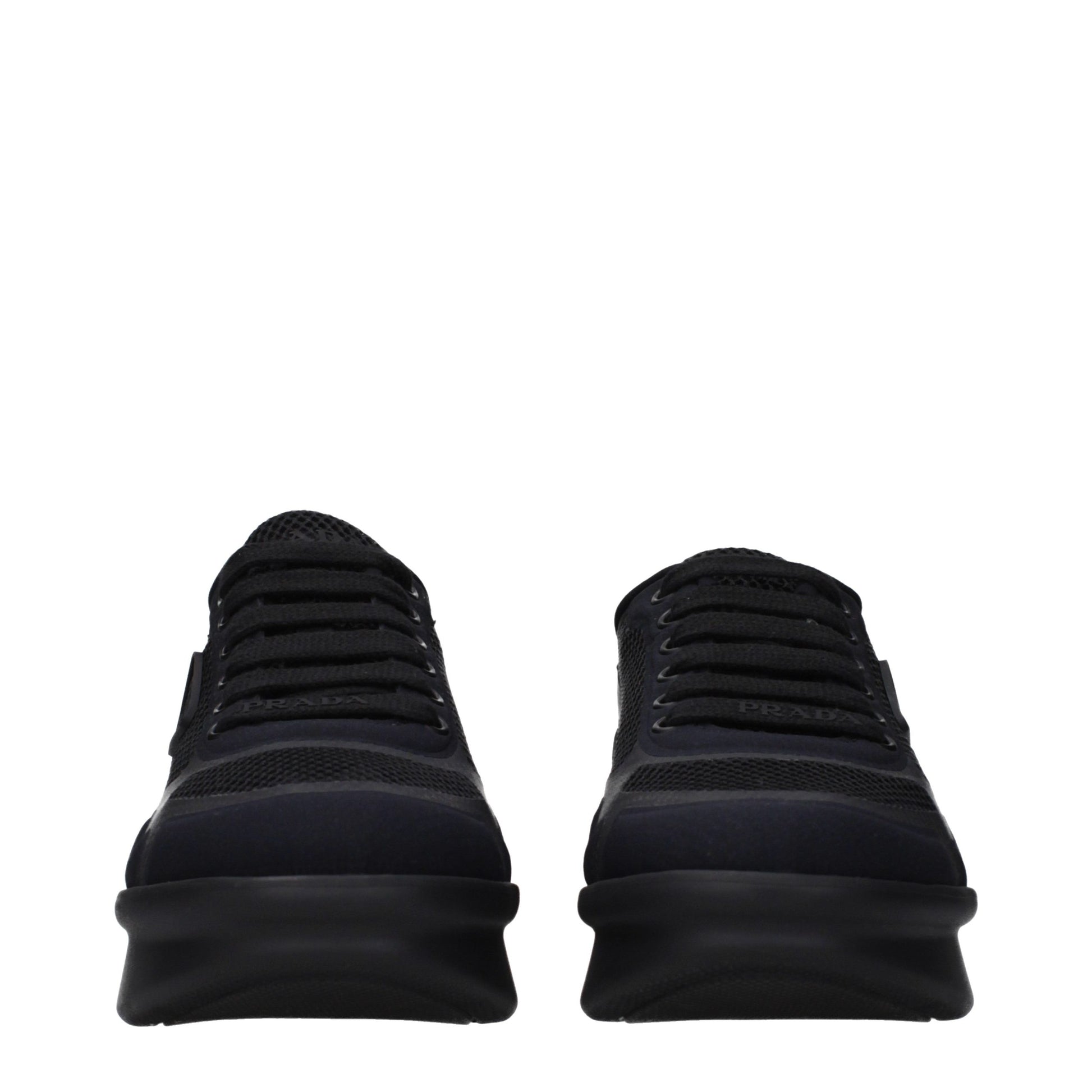 Sneakers by Prada for women in fabric black features a chic design, perfectly showcasing the chic low-top style of this Women's Low Top Fabric Sneakers.