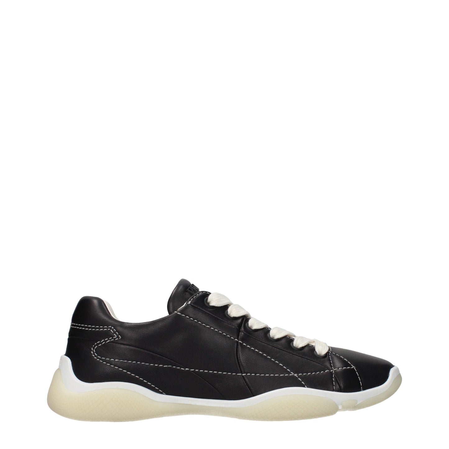 Sneakers by Prada for women in leather black features an fashionable silhouette, showcasing the premium Women's Fashion Leather Sneakers in a fashionable fashion style that offers a fashionable finish for refined style.