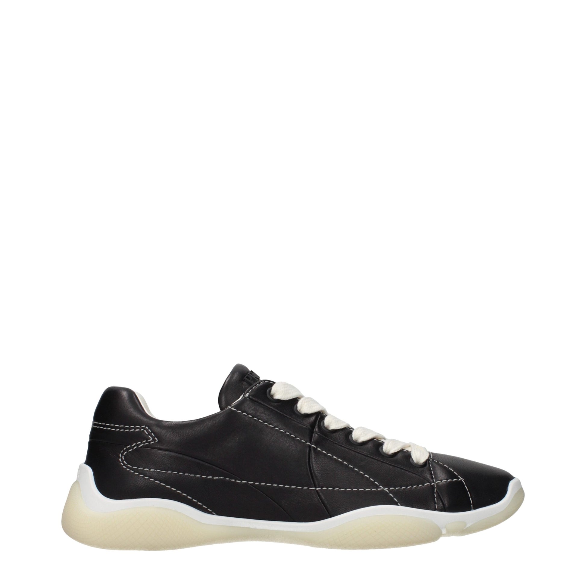Sneakers by Prada for women in leather black features an fashionable silhouette, showcasing the premium Women's Fashion Leather Sneakers in a fashionable fashion style that offers a fashionable finish for refined style.