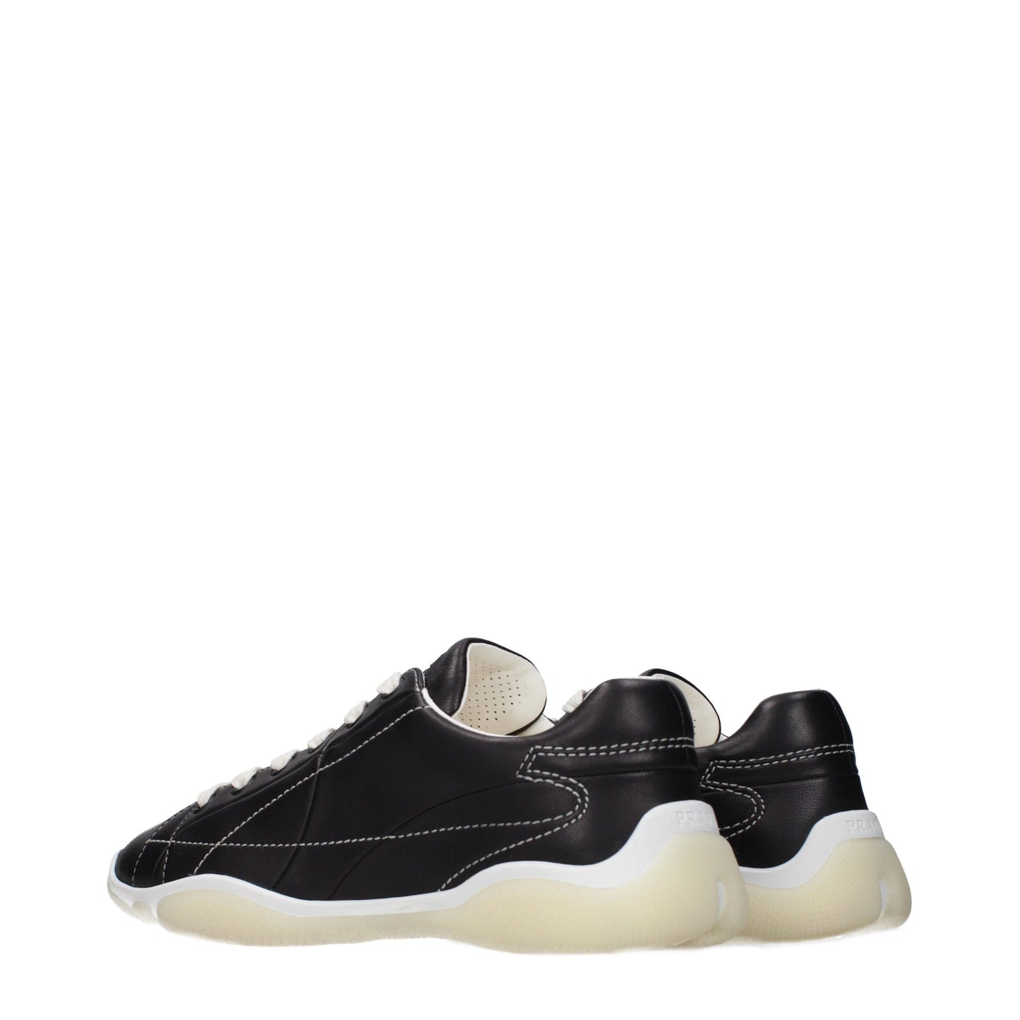 Sneakers by Prada for women in leather black presents a impeccable silhouette as Women's Fashion Leather Sneakers, expertly defined by a impeccable fashion style for a impeccable, high-fashion look.