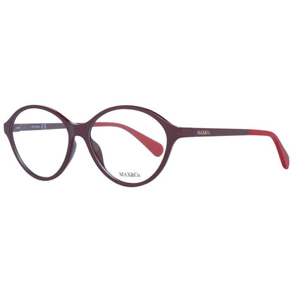 Eyeglasses Frames by Max & Co for women in stretch cotton burgundy features an refined silhouette, showcasing a sophisticated brown coloured frame and refined full-frame frame design for a refined look.