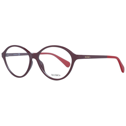 Eyeglasses Frames by Max & Co for women in stretch cotton burgundy features an refined silhouette, showcasing a sophisticated brown coloured frame and refined full-frame frame design for a refined look.