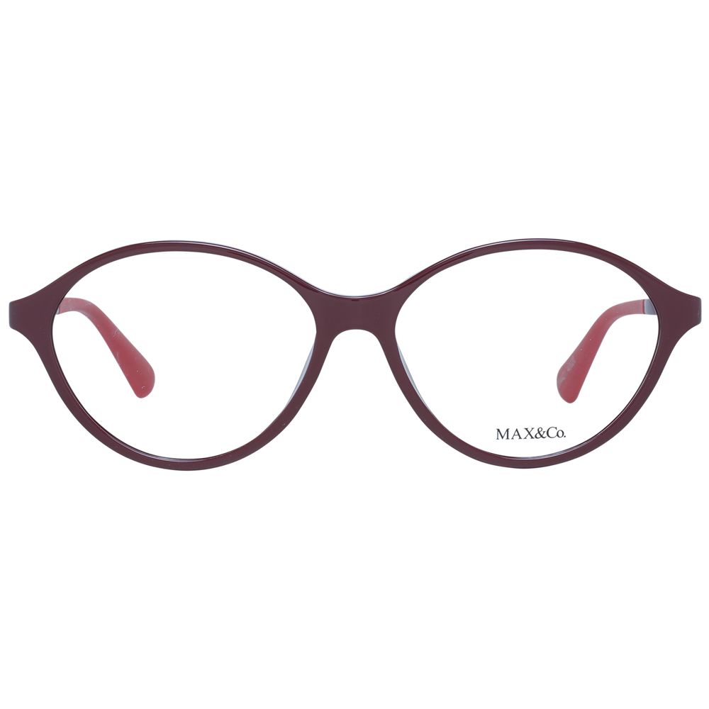 Eyeglasses Frames by Max & Co for women in stretch cotton and burgundy showcases a refined silhouette, detailed with a brown coloured frame finish and a sophisticated full-frame frame design.