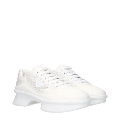 Athletic Sneakers by Prada for women in fabric white features an effortless chic silhouette, showcasing the signature athletic style of the Women's Athletic Fabric Sneakers collection with a truly effortless chic finish.