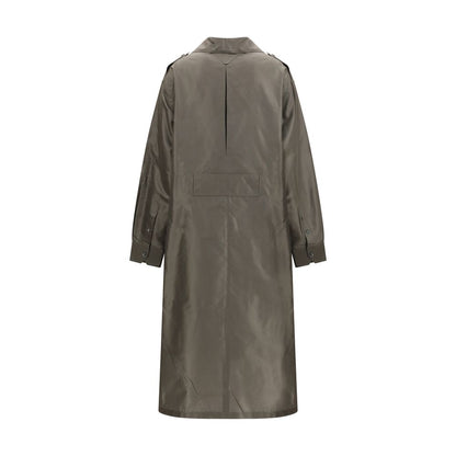 Dress by Prada for women in silk bicolour & signature showcases a striking silhouette, elegantly detailed with a , refined shirt-collar neckline, and a striking long for a striking finish.