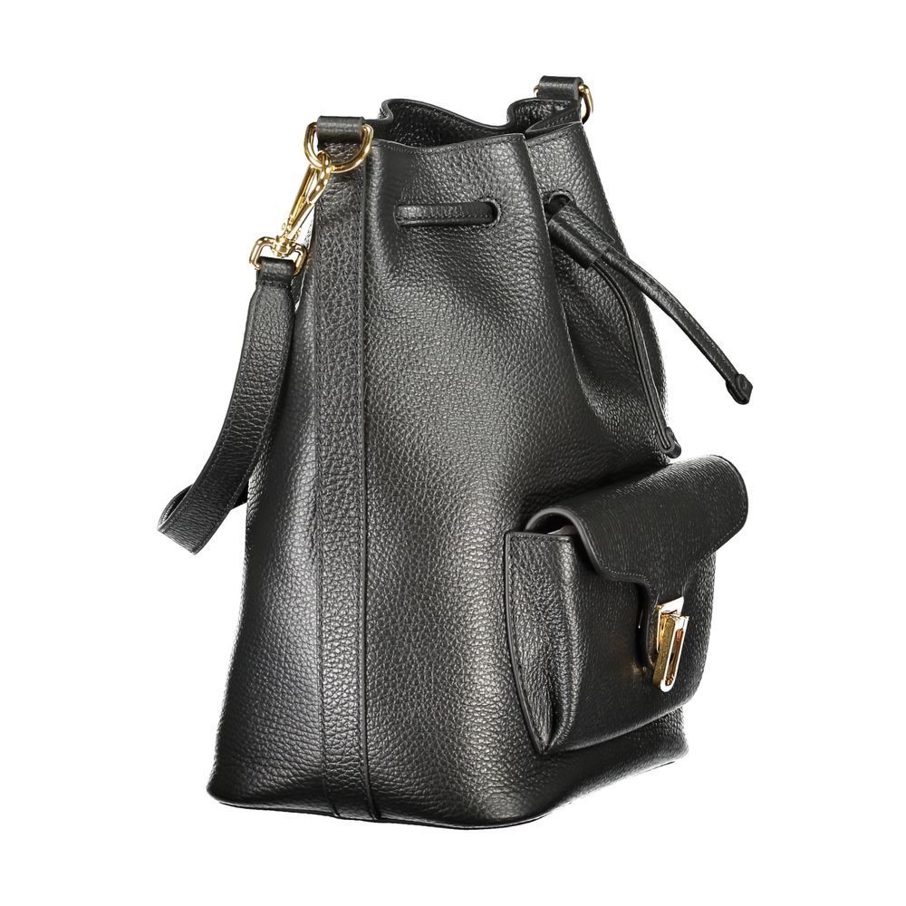 Bucket Handbag by Coccinelle for women in leather black & print features an refined silhouette, showcasing a secure , ample internal-pockets, and versatile shoulder-strap & adjustable-strap for a sophisticated refined aesthetic.