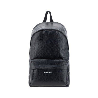 Backpack by Balenciaga for men in bos taurus calfskin leather black features an ultra-portable silhouette from the Explorer Bos Taurus Calfskin Leather Backpack range, with a secure zipper, ample , and versatile handle, backpack-strap & adjustable-strap.