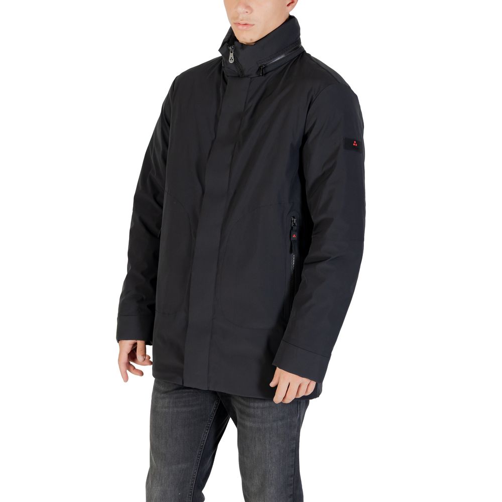 Parka by Peuterey for men in stretch polyester black presents a decadent silhouette, showcasing the decadent high-collar neckline and functional pockets for a premium, weather-ready look.