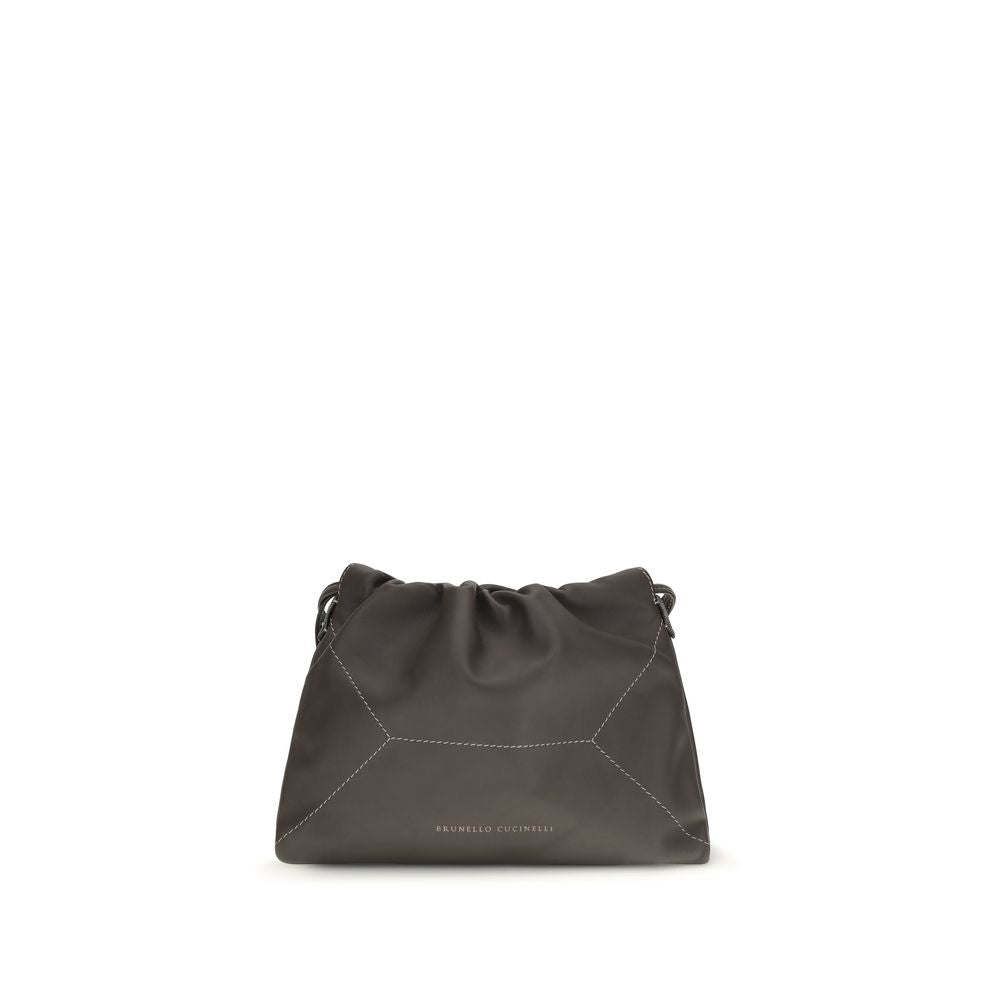 Shoulder Drawstring Bag by Brunello Cucinelli for women in bos taurus calf leather brown features a effortless chic silhouette with a secure drawstring, ample , and versatile shoulder-strap for a effortless chic finish.