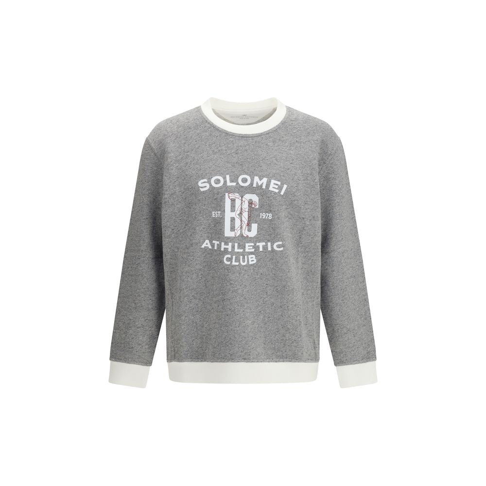 Sweatshirt by Brunello Cucinelli for men in cotton gray & print presents a smart casual silhouette, featuring a smart casual crew neckline and long-sleeve for a sophisticated look.