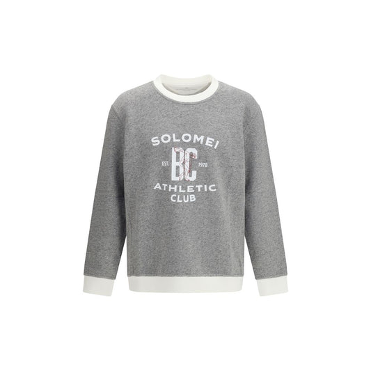 Sweatshirt by Brunello Cucinelli for men in cotton gray & print presents a smart casual silhouette, featuring a smart casual crew neckline and long-sleeve for a sophisticated look.