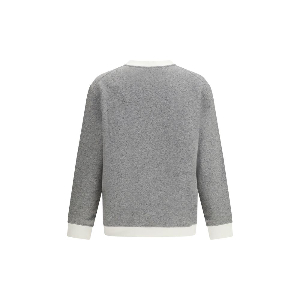 Sweatshirt by Brunello Cucinelli for men in cotton gray & print showcases a slouchy chic silhouette, artfully detailed with a slouchy chic crew neckline and for a slouchy chic finish.