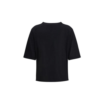 Activewear T-Shirt by Loulou De Saison for women in cashmere black features a sporty silhouette with and crew neckline, showcasing innovative for a sporty finish.