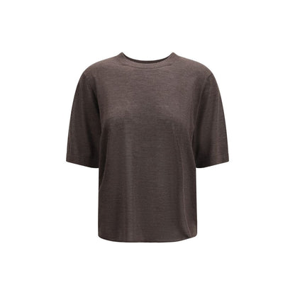 Activewear T-Shirt by Loulou De Saison for women in cashmere brown features an ergonomic design with , highlighting a ergonomic short-sleeve length and ergonomic crew neckline for a high-performance look.