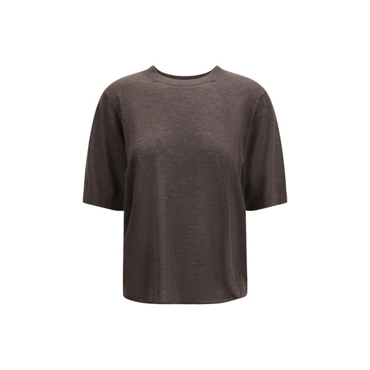 Activewear T-Shirt by Loulou De Saison for women in cashmere brown features an ergonomic design with , highlighting a ergonomic short-sleeve length and ergonomic crew neckline for a high-performance look.