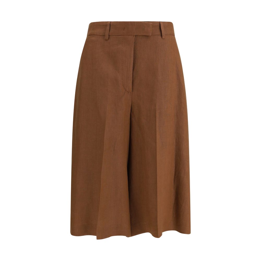 Bermuda Shorts by Lardini for women in viscose twill brown & natural showcases a on trend silhouette, featuring a tailored straight-leg & regular-fit with a classic short and sophisticated mid rise for a on trend finish.