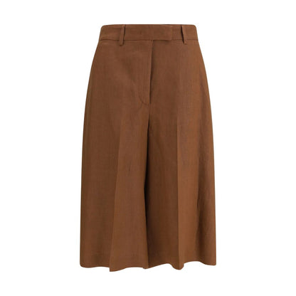 Bermuda Shorts by Lardini for women in viscose twill brown & natural showcases a on trend silhouette, featuring a tailored straight-leg & regular-fit with a classic short and sophisticated mid rise for a on trend finish.