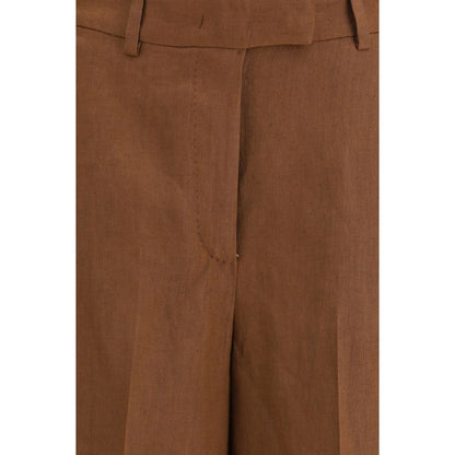 Bermuda Shorts by Lardini for women in viscose twill brown & natural presents a contemporary silhouette, showcasing a contemporary straight-leg & regular-fit with a refined short and elegant mid rise.