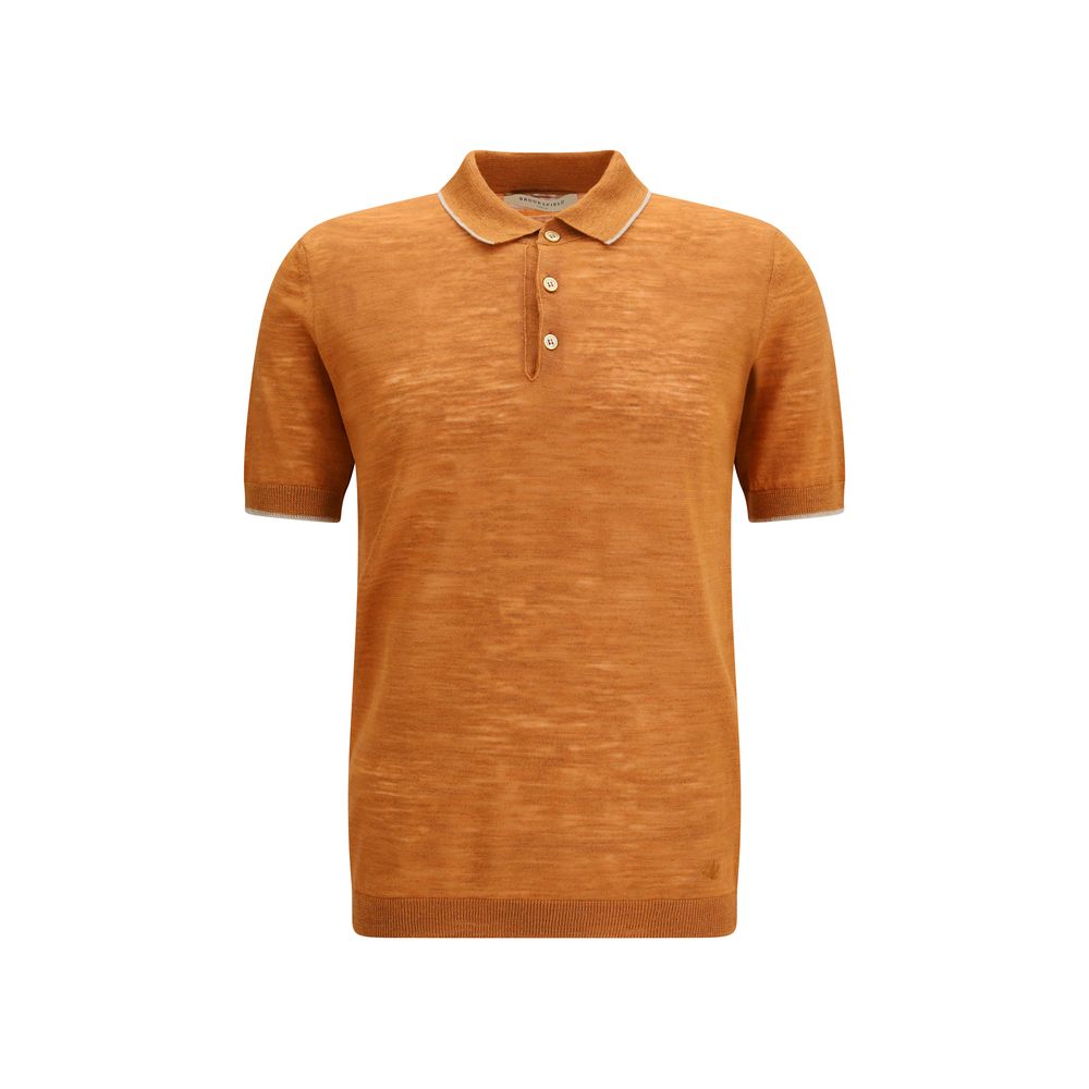 Polo Shirt by Brooksfield for men in linen & polyester orange features a eye catching silhouette, showcasing a refined and for a eye catching finish.