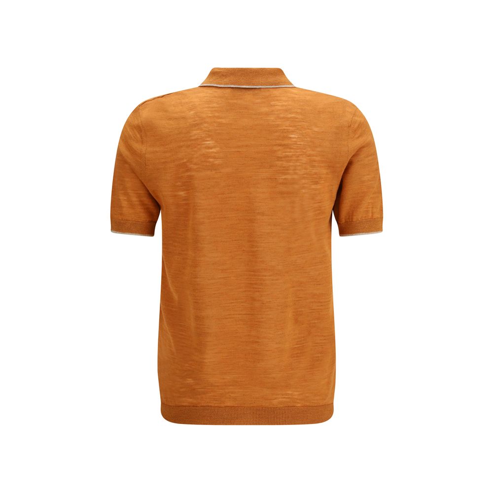 Polo Shirt by Brooksfield for men in linen & polyester orange presents a distinguished silhouette, showcasing a sophisticated and distinguished for a truly distinguished finish.