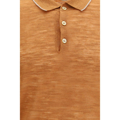 This Polo Shirt by Brooksfield for men in linen & polyester orange presents a flawless silhouette, showcasing flawless detailing and a refined for a truly flawless aesthetic.