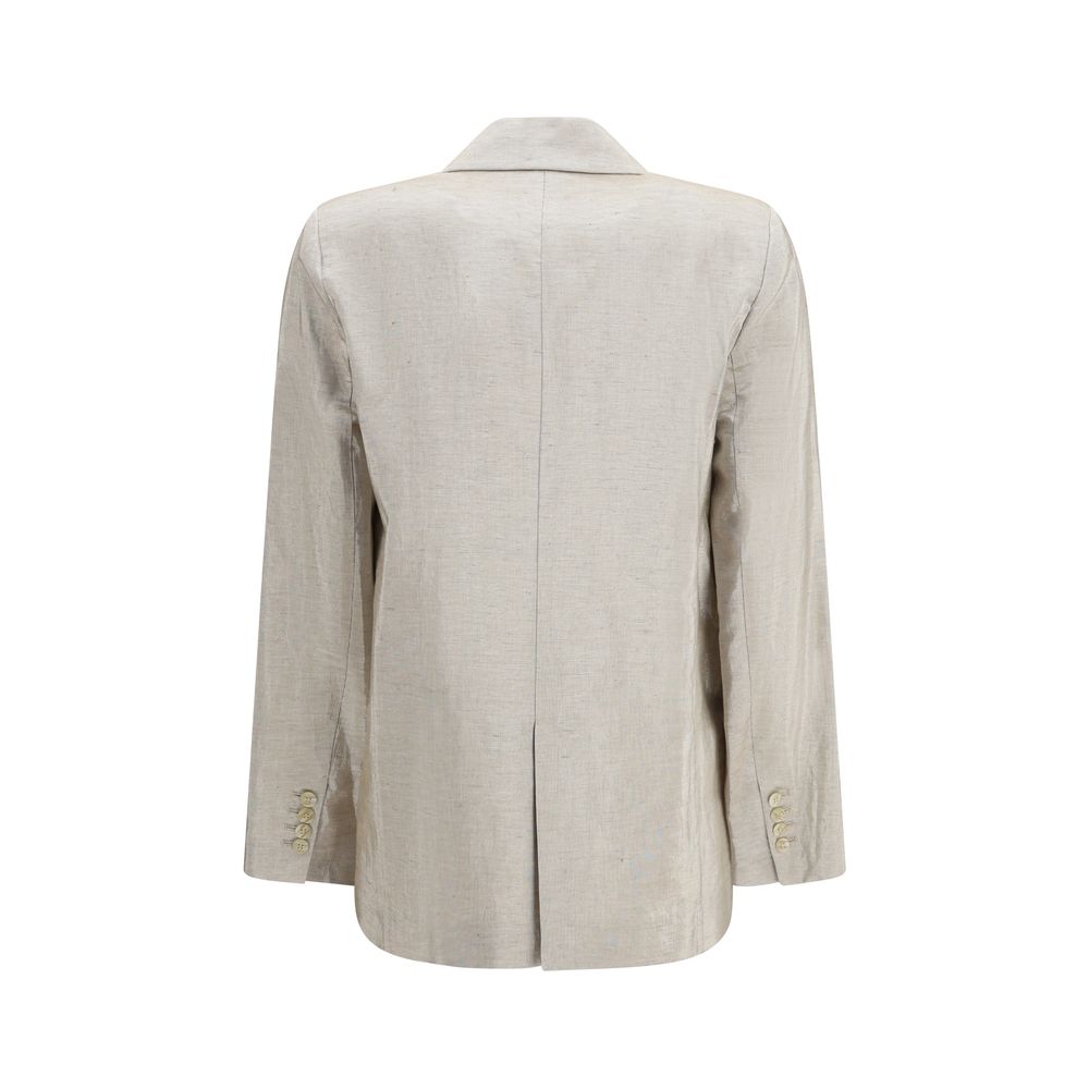 Blazer by Forte_Forte for women in polyester cotton linen & lurex natural & silver features an stylish silhouette, showcasing a sophisticated and stylish for a truly stylish finish.