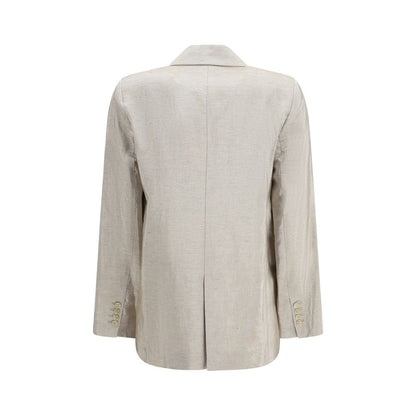 Blazer by Forte_Forte for women in polyester cotton linen & lurex natural & silver features an stylish silhouette, showcasing a sophisticated and stylish for a truly stylish finish.