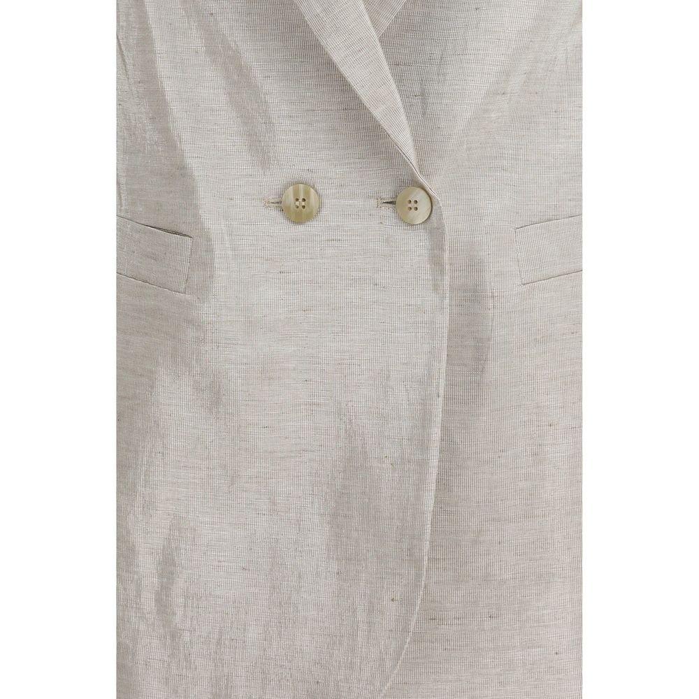 Blazer by Forte_Forte for women in polyester cotton linen & lurex natural & silver showcases a polished silhouette, highlighted by a refined and polished for a sophisticated finish.