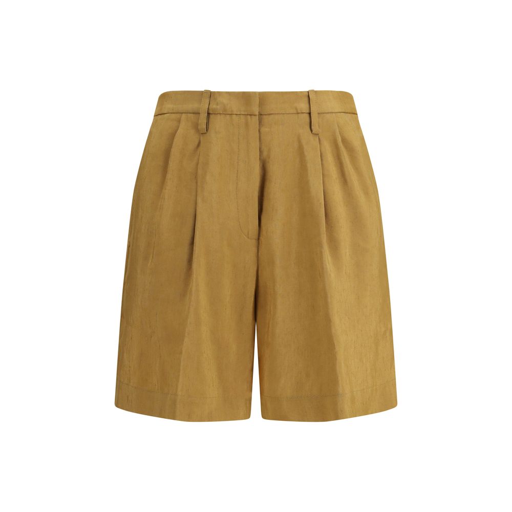 Bermuda Shorts by Forte_Forte for women in linen viscose beige, natural & signature features an nuanced silhouette, showcasing a nuanced relaxed-fit & regular-fit with a short cut and for a sophisticated, premium finish.