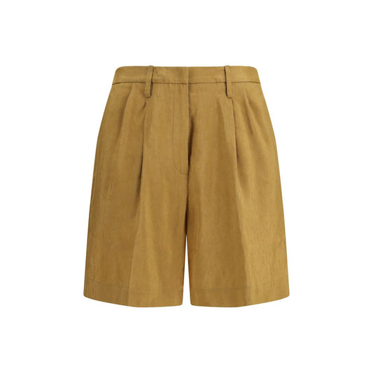 Bermuda Shorts by Forte_Forte for women in linen viscose beige, natural & signature features an nuanced silhouette, showcasing a nuanced relaxed-fit & regular-fit with a short cut and for a sophisticated, premium finish.