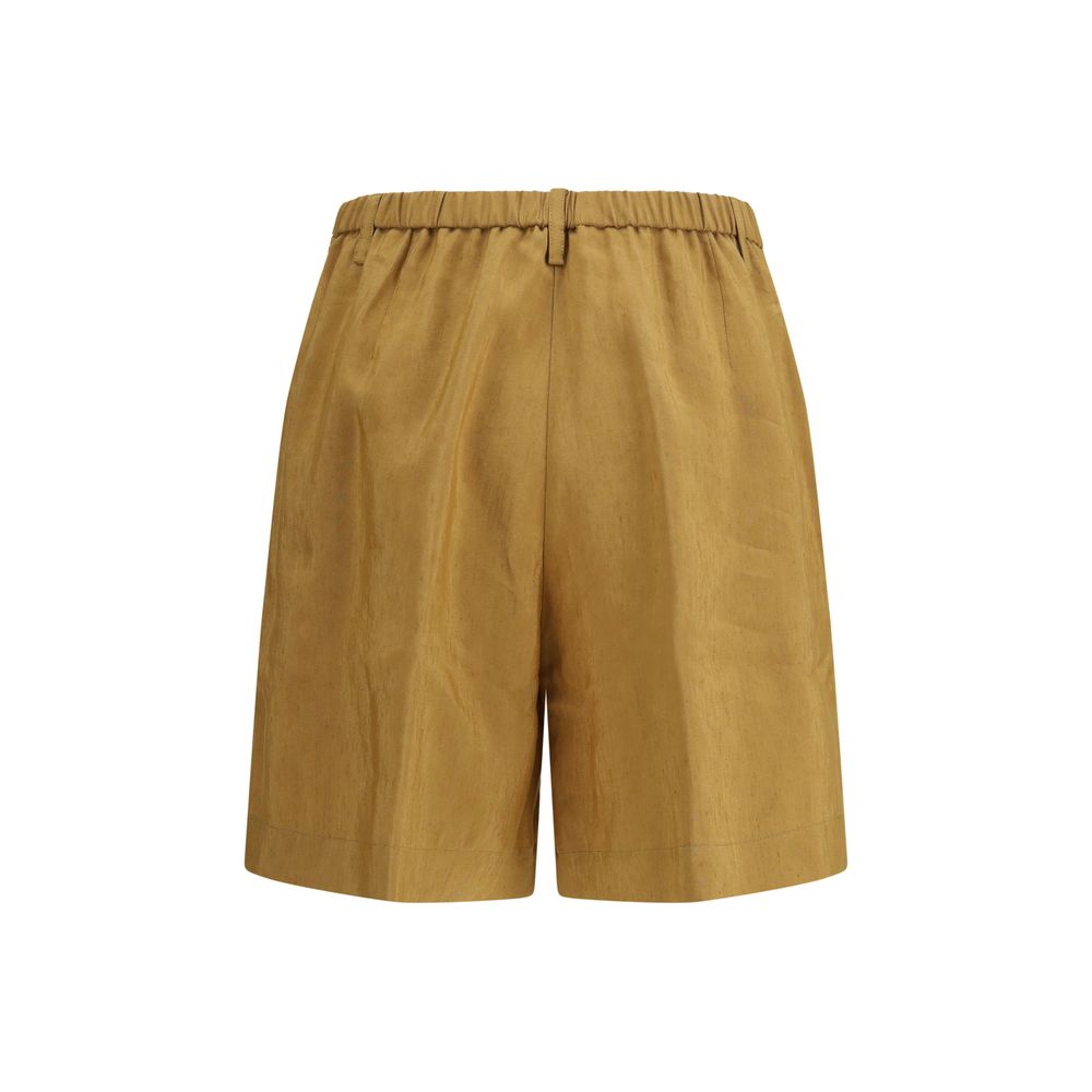 Bermuda Shorts by Forte_Forte for women in linen viscose beige, natural & signature showcases a on trend silhouette, featuring a tailored relaxed-fit & regular-fit with a classic short and sophisticated for a on trend finish.
