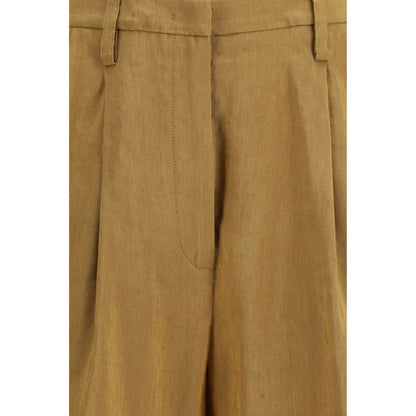 Bermuda Shorts by Forte_Forte for women in linen viscose beige, natural & signature features a sartorial silhouette, showcasing a sartorial relaxed-fit & regular-fit and short with a sophisticated for a sartorial look.