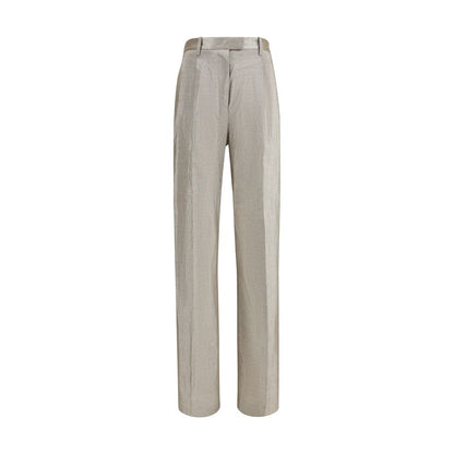 Trousers by Forte_Forte for women in polyamide polyester cotton tweed & sequins natural & silver presents a smart silhouette, meticulously detailed with a smart flared & regular-fit, a smart long, and a smart .