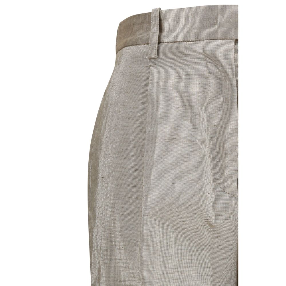 Trousers by Forte_Forte for women in polyamide polyester cotton tweed & sequins natural & silver features a artisanal silhouette, showcasing a sophisticated flared & regular-fit with a long and for a artisanal finish.