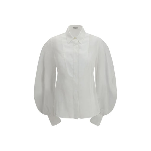 Blouse by Brunello Cucinelli for women in cotton white showcases a sublime silhouette, artfully detailed with a sublime and long-sleeve for a sophisticated, sublime finish.