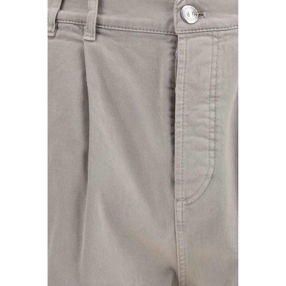 Casual Pants by Brunello Cucinelli for men in stretch denim cotton brown features an sartorial and long with a cut for a sartorial finish.