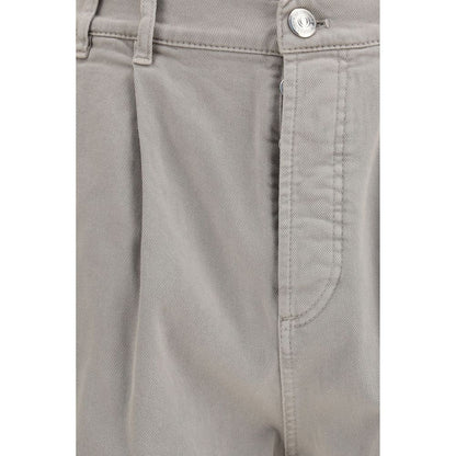 Casual Pants by Brunello Cucinelli for men in stretch denim cotton brown features an sartorial and long with a cut for a sartorial finish.