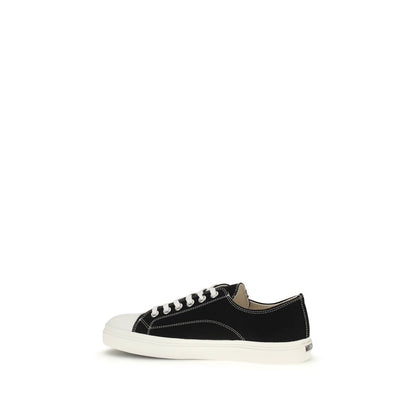 Sneakers by Moschino for men in cotton canvas black features a chic design, perfectly showcasing the chic low-top style of this Men's Low Top Cotton Canvas Sneakers.