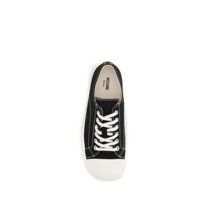 Sneakers by Moschino for men in cotton canvas black features an versatile design from the Men's Low Top Cotton Canvas Sneakers collection, highlighting a versatile low-top style for a premium, high-fashion look.