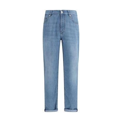 Jeans by Brunello Cucinelli for men in cotton denim blue features a refined silhouette with a refined relaxed-fit & regular-fit, defined by a and a refined long for a refined finish.