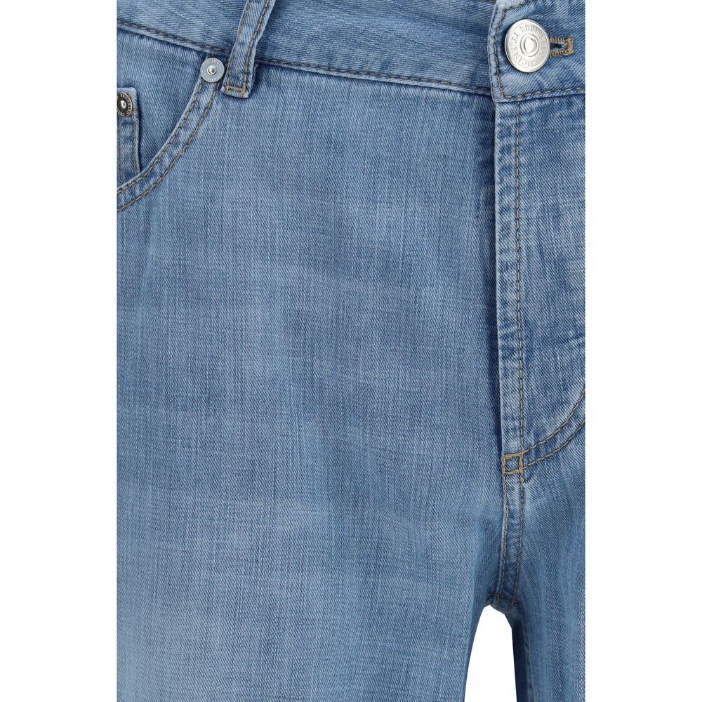 Jeans by Brunello Cucinelli for men in cotton denim blue features an sartorial relaxed-fit & regular-fit and long with a cut for a sartorial finish.