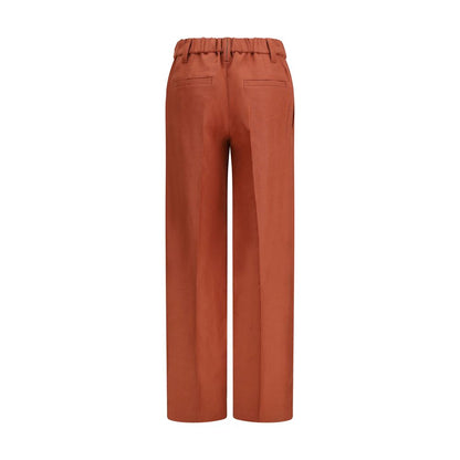 Casual Pants by Brunello Cucinelli for women in linen multicolor & natural presents a refined pantology silhouette, artfully defined by a refined pantology relaxed-fit, regular-fit & wide, long, and a sophisticated .