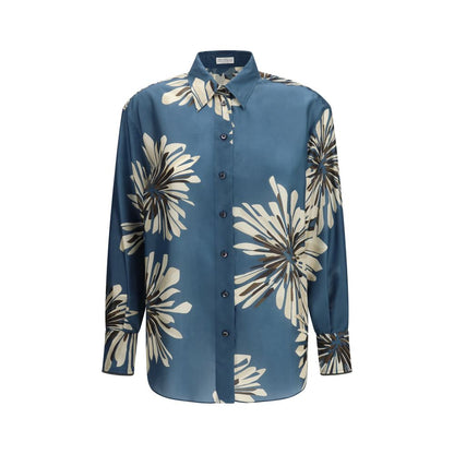 Shirt by Brunello Cucinelli for women in silk multicolor, patterned, floral & signature showcases a sublime silhouette, artfully detailed with a sublime and long-sleeve for a sophisticated, sublime finish.